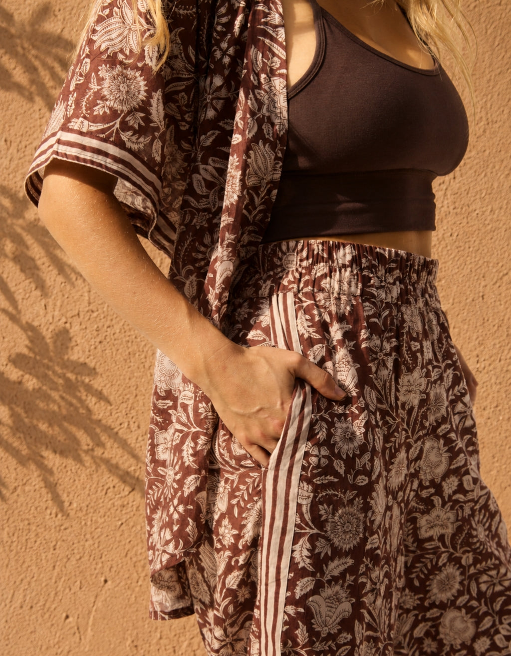 Cotton Yoga Pants - Shanti Choc