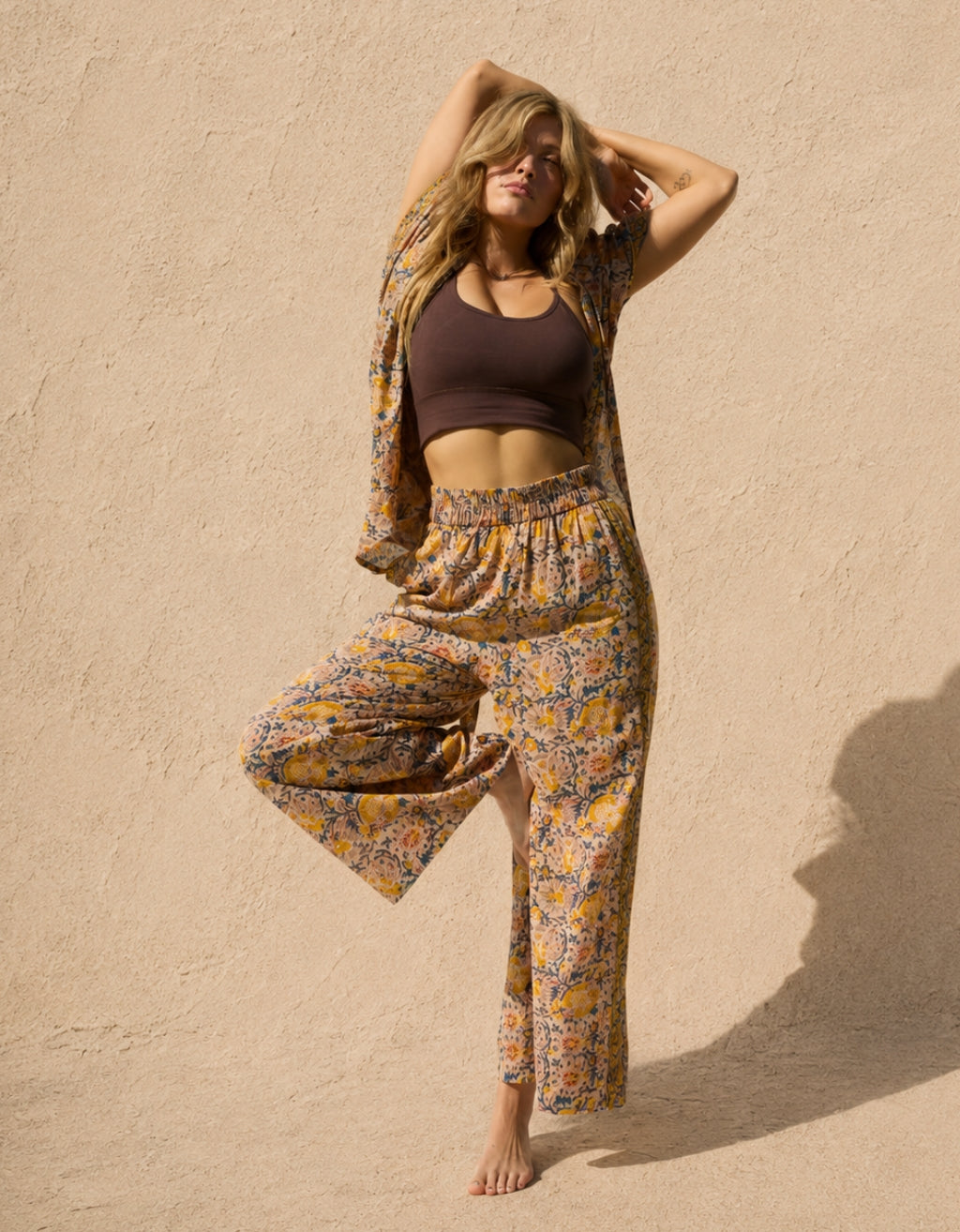Cotton Yoga Kimono - Saffron