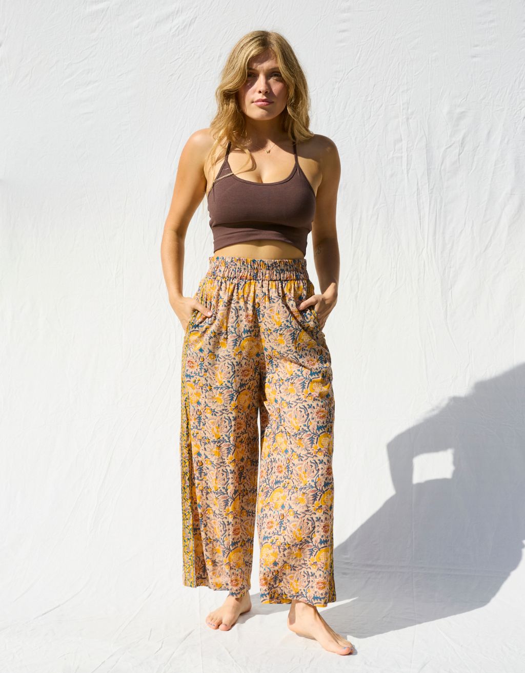 Cotton Yoga Pants - Saffron