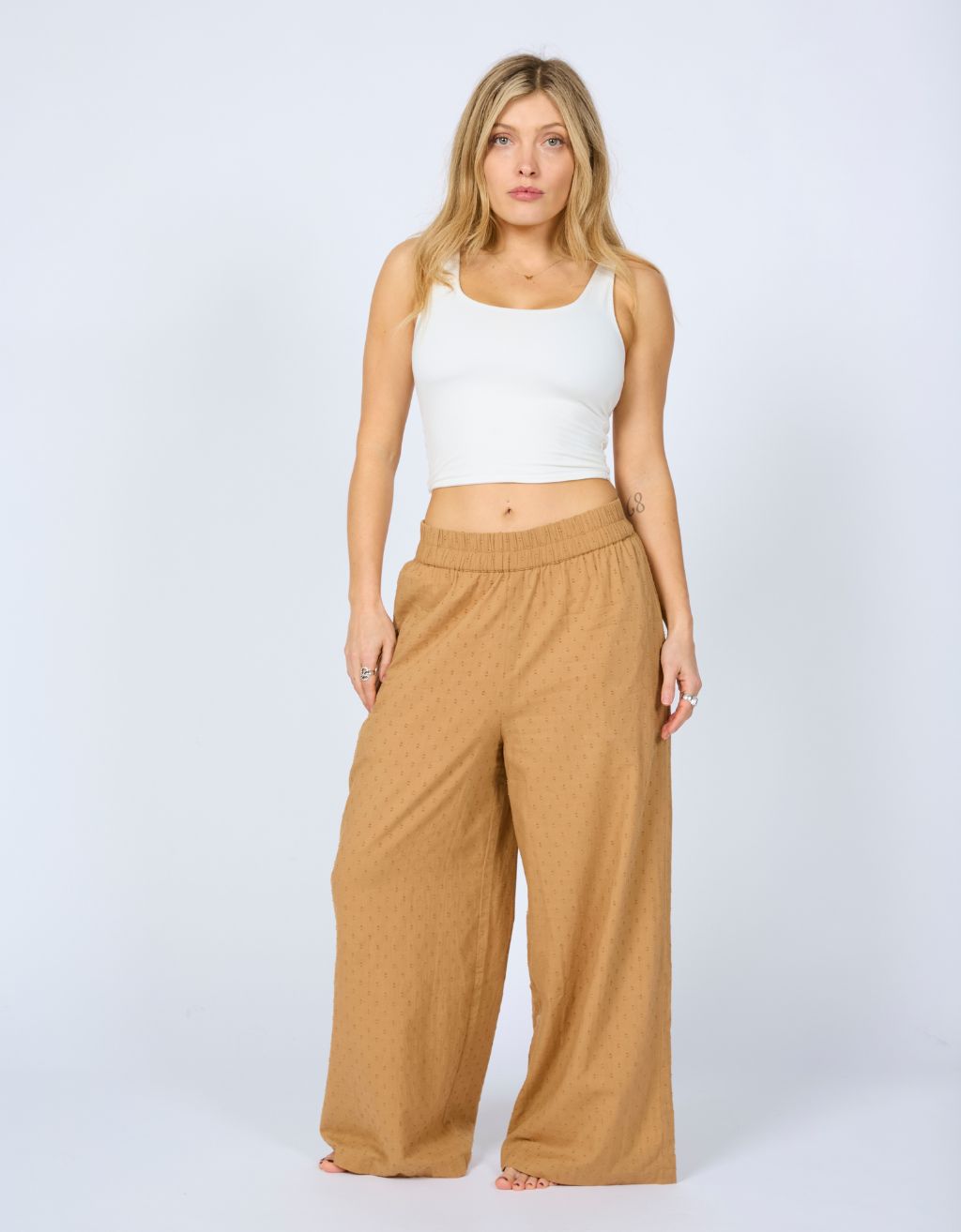 Cotton Yoga Pants - Tan