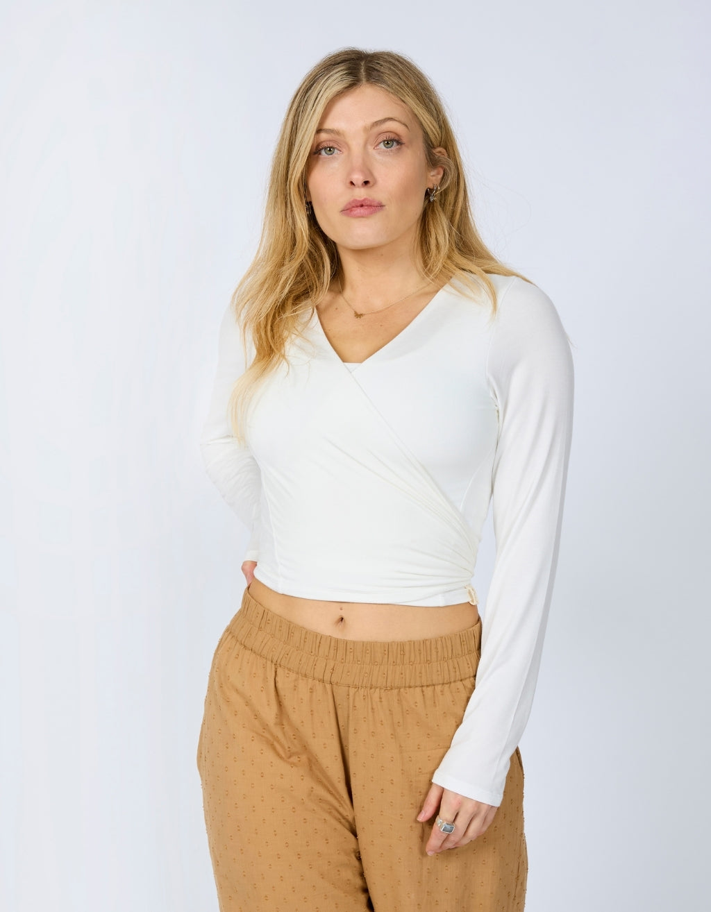 Bamboo Wrap Top - Cream