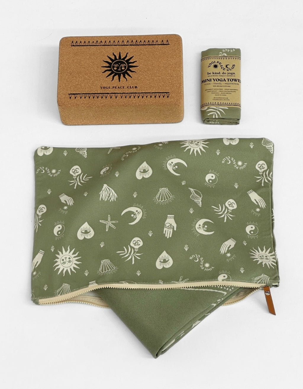 Travel Yoga Mat Bundle - Sage 1 mm