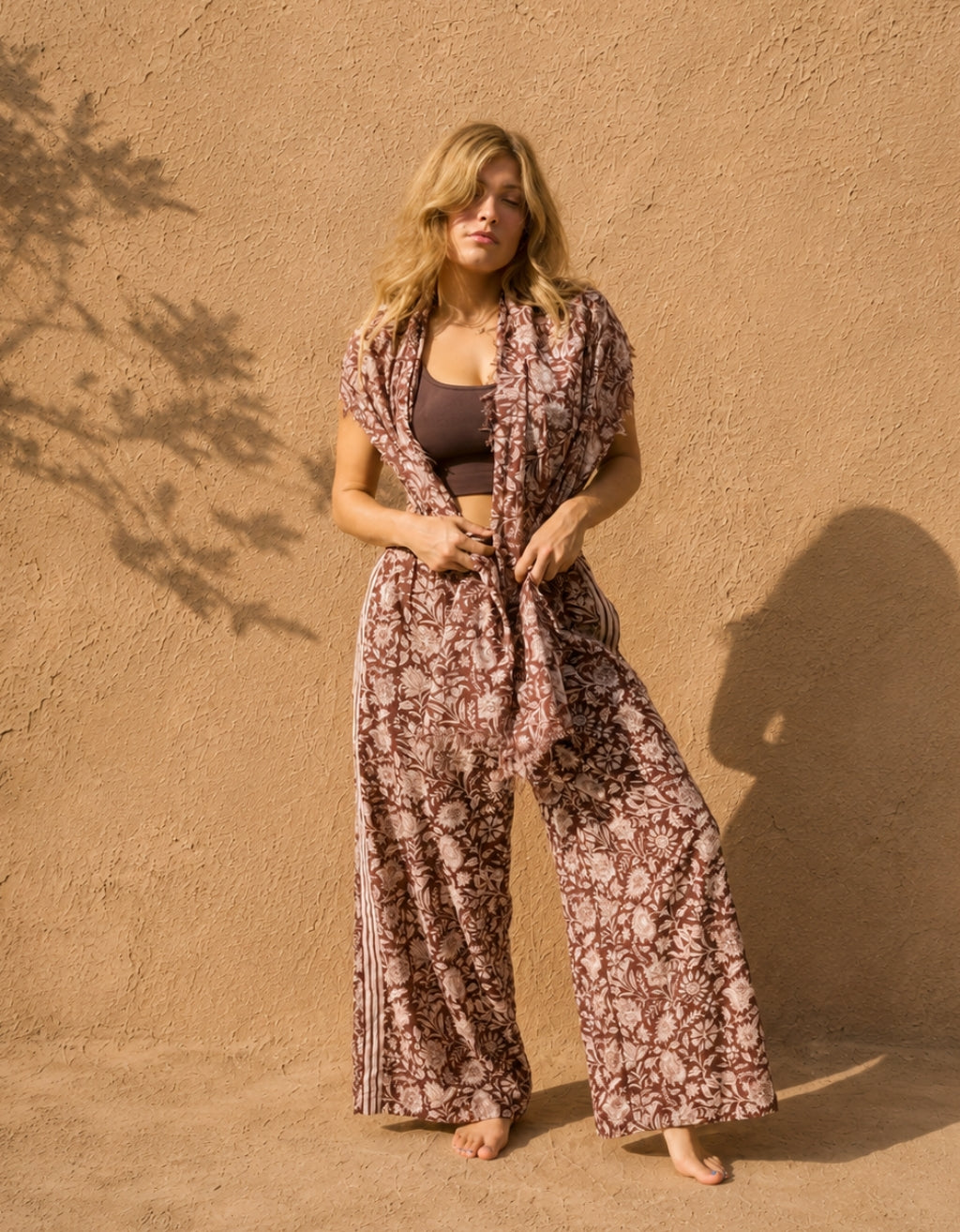 Cotton Yoga Pants - Shanti Choc