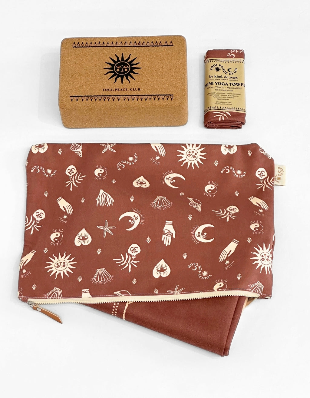 Travel Yoga Mat Bundle - Cinnamon 1 mm