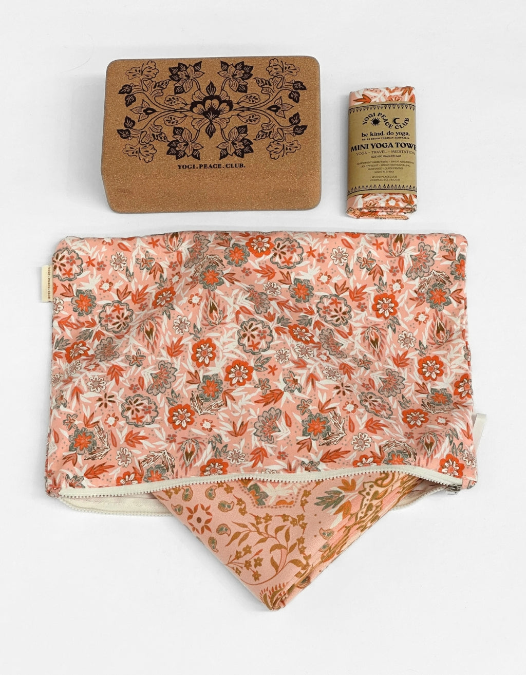 Travel Yoga Mat Bundle - Salty Peach 1 mm