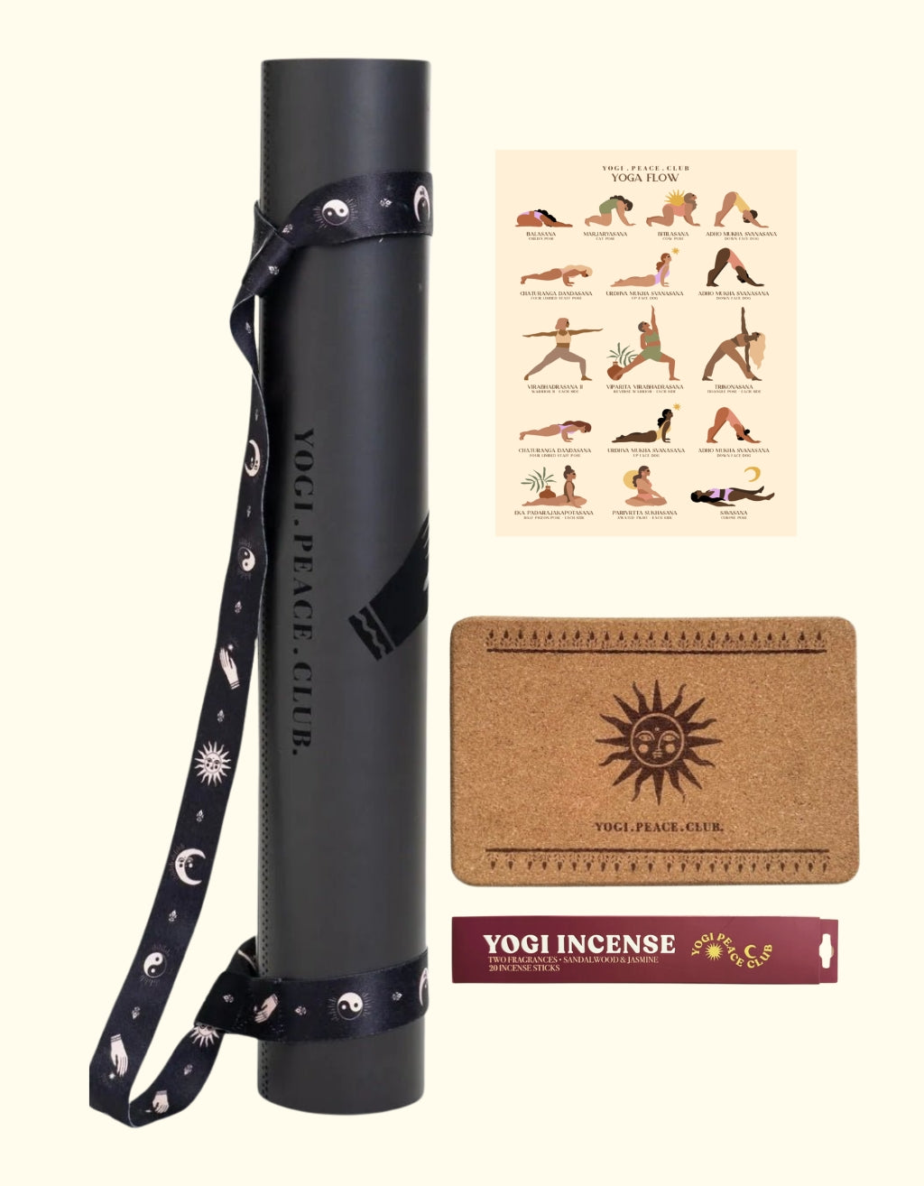 Deluxe Yoga Mat + Block Pack - Black 5 MM