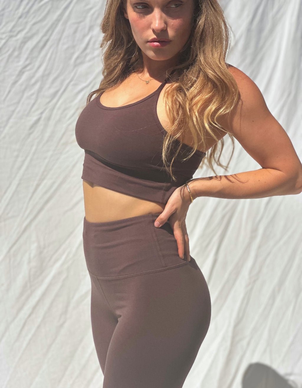 Bamboo Cotton Yoga Bra - Carob - Yogi Peace Club - YOGA BRA