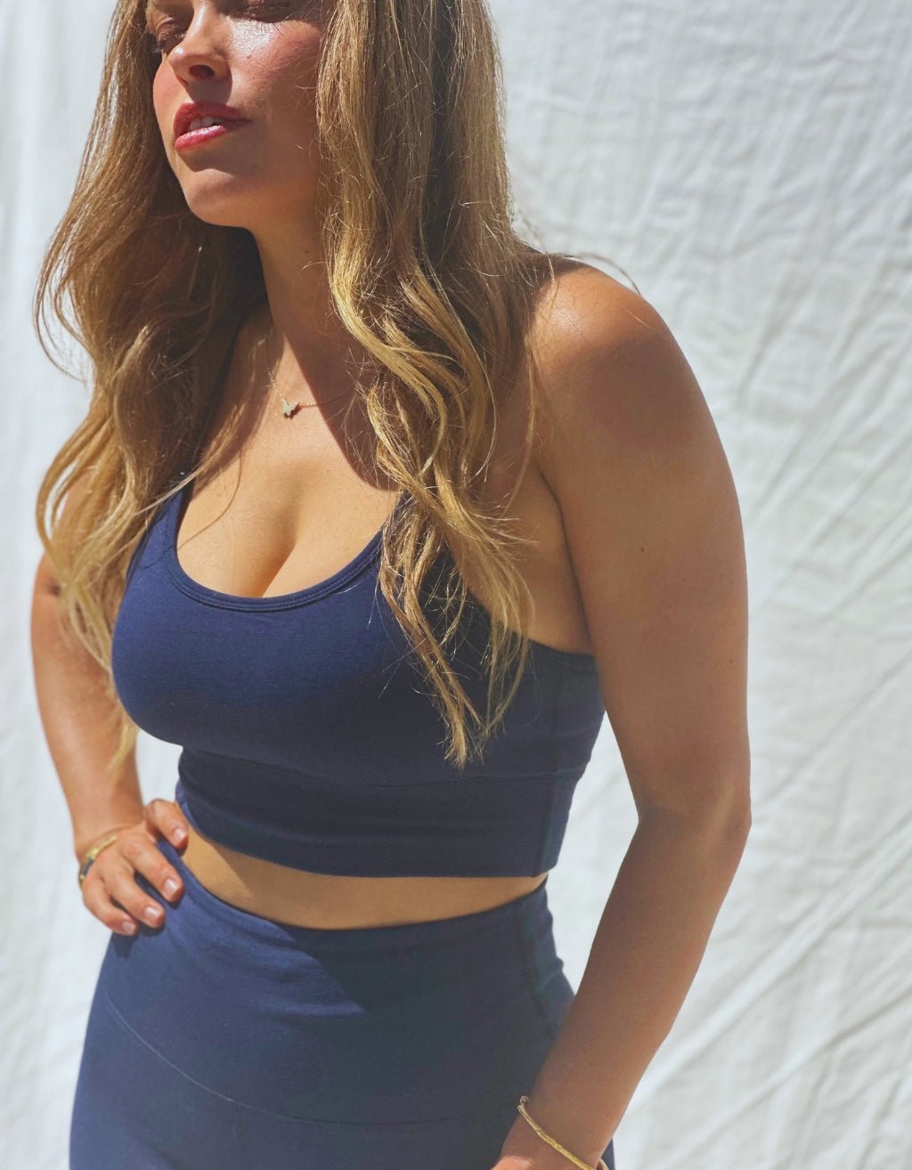 Bamboo Cotton Yoga Bra - Indigo - Yogi Peace Club - YOGA BRA