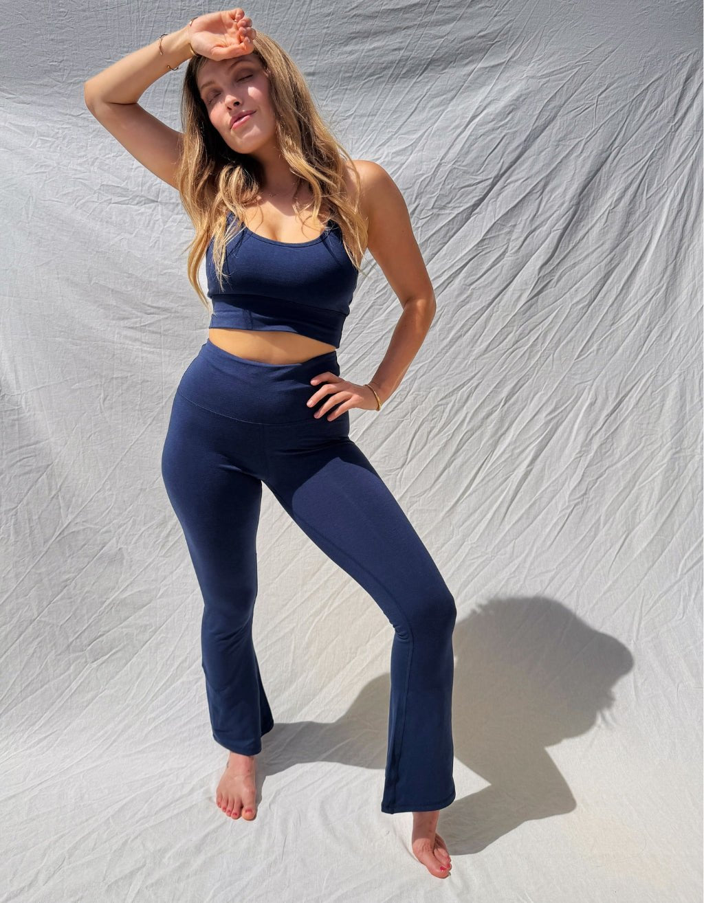 Bamboo Cotton Yoga Bra - Indigo - Yogi Peace Club - YOGA BRA