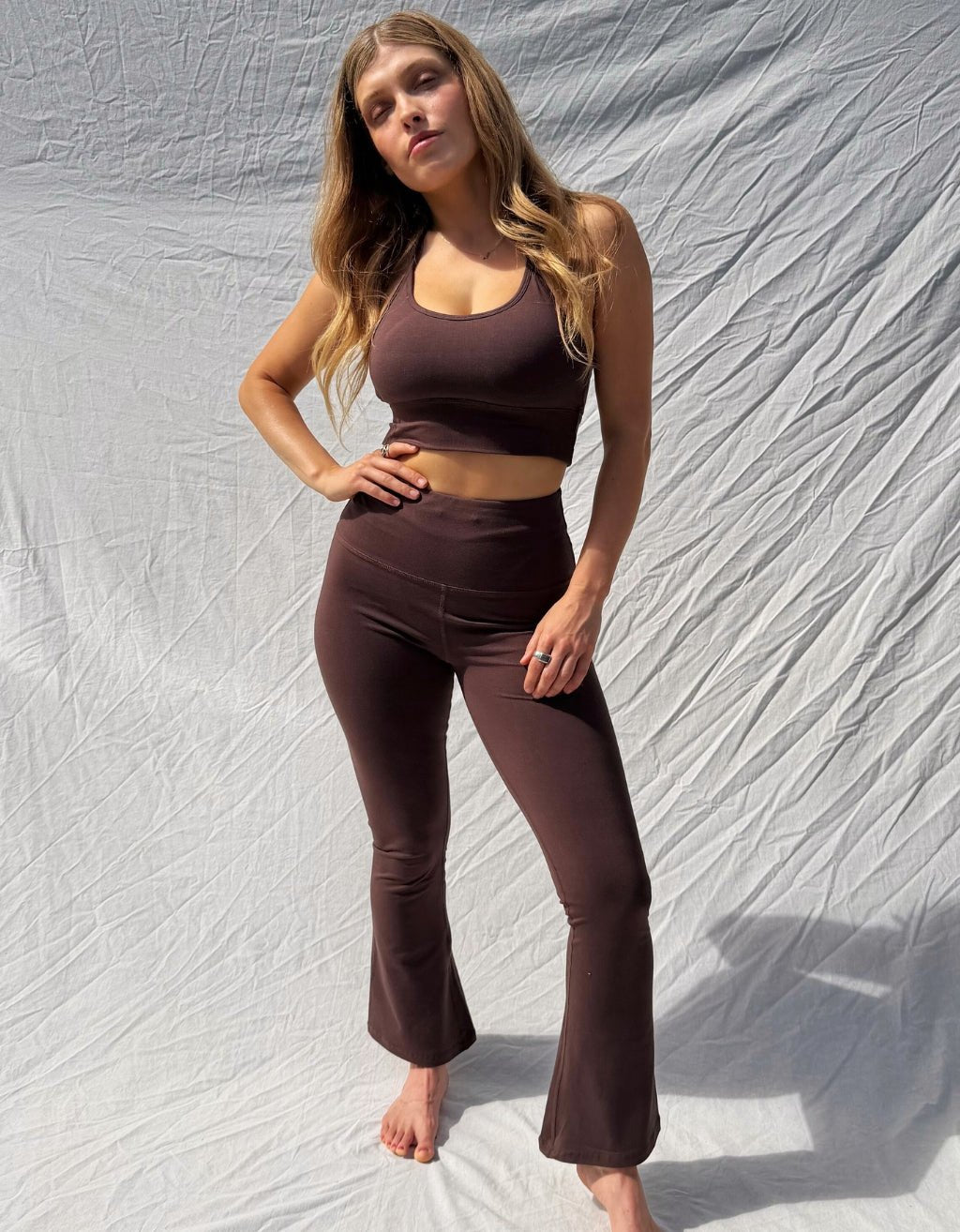 Bamboo Cotton Yoga Flares - Carob - Yogi Peace Club - Yoga Flares