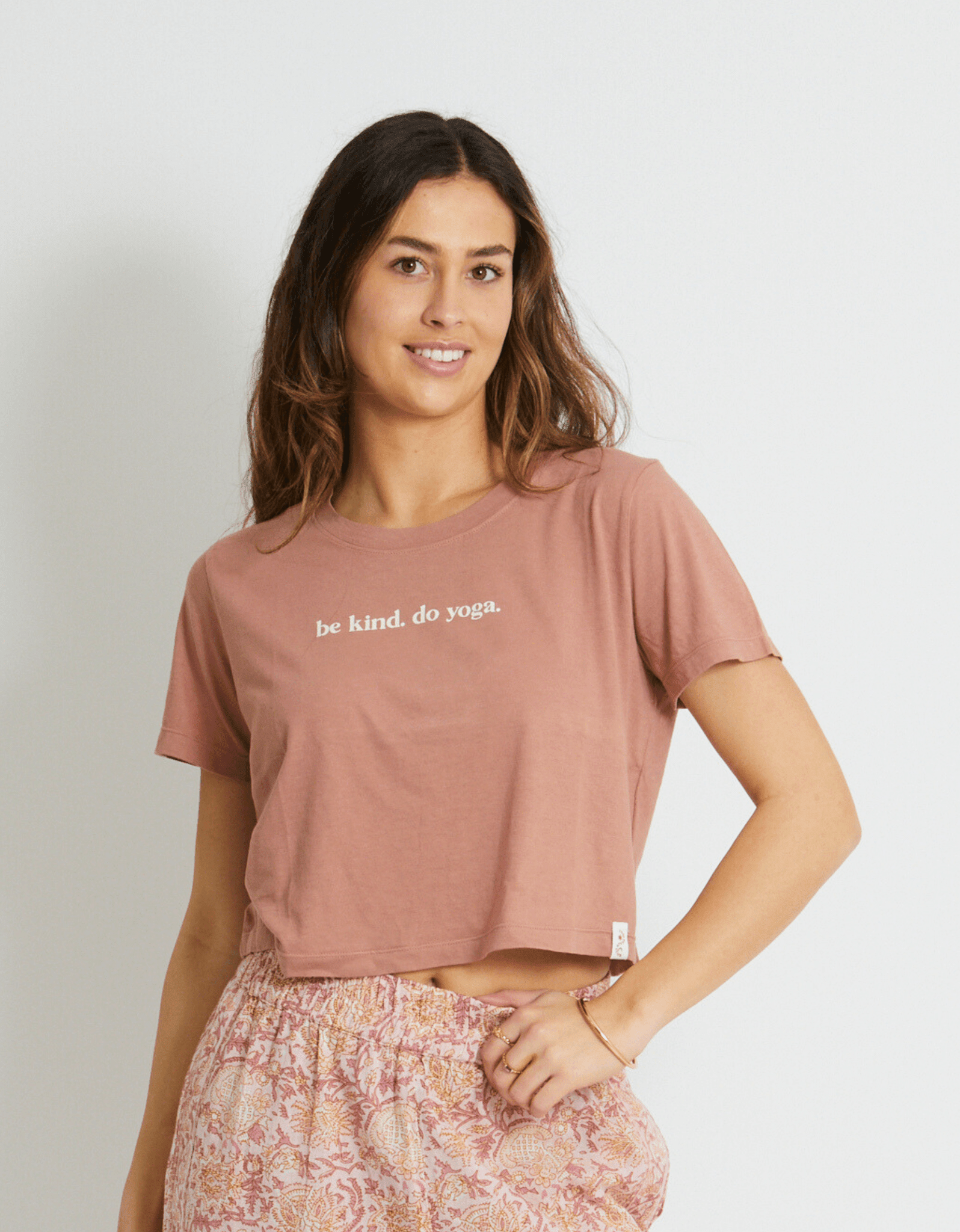 Be Kind Crop Tee - Clay - Yogi Peace Club - YOGA CLOTHING