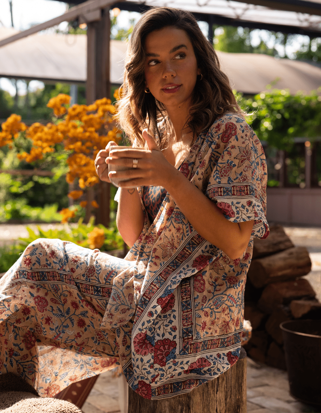 Cotton Yoga Kimono - Rose - Yogi Peace Club - YOGA WRAP