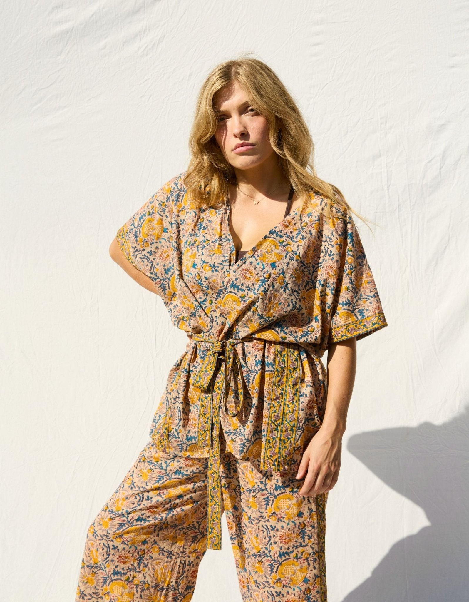 Cotton Yoga Kimono - Saffron - Yogi Peace Club - YOGA CLOTHING