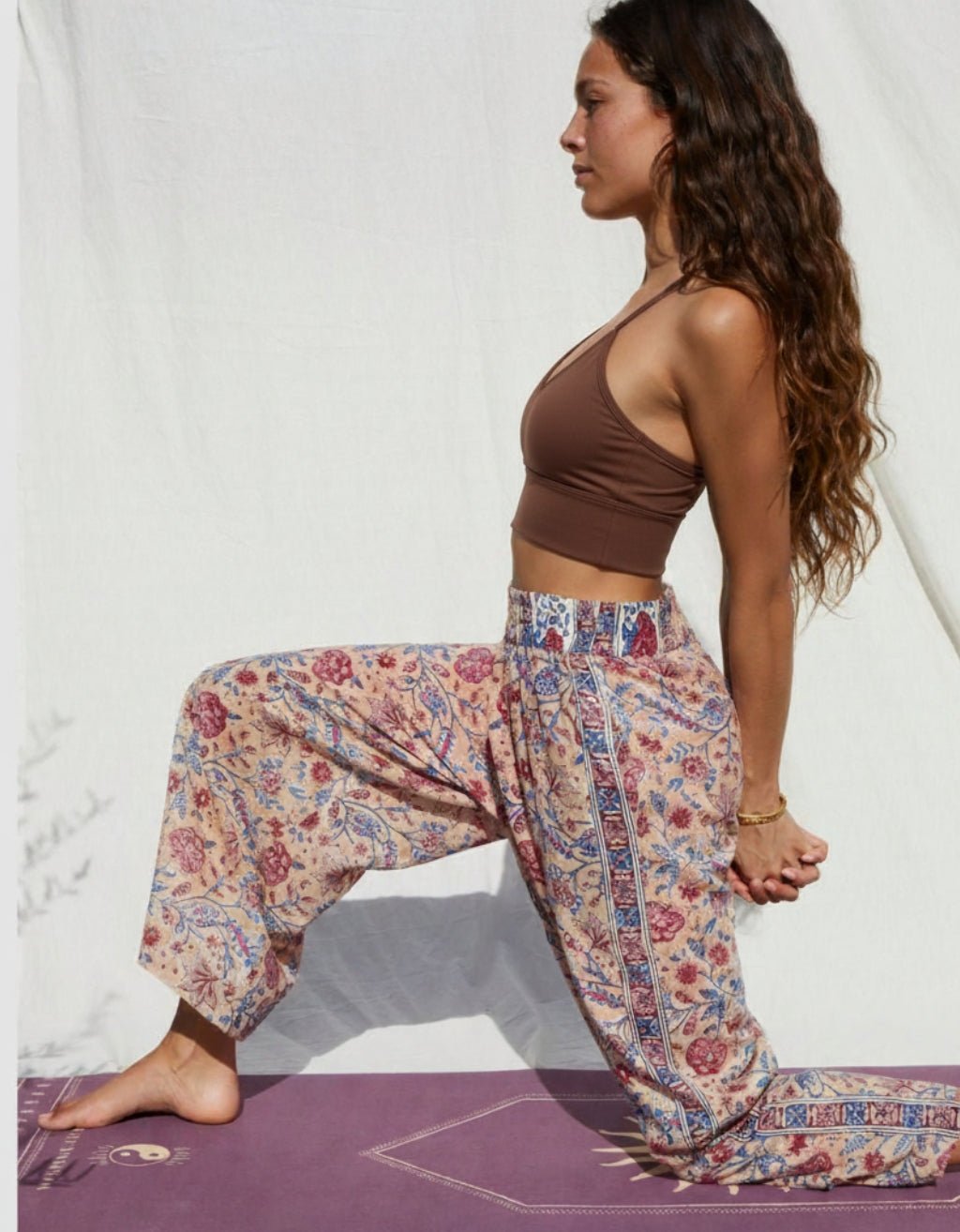 Cotton Yoga Pants - Rose - Yogi Peace Club - YOGA CLOTHING