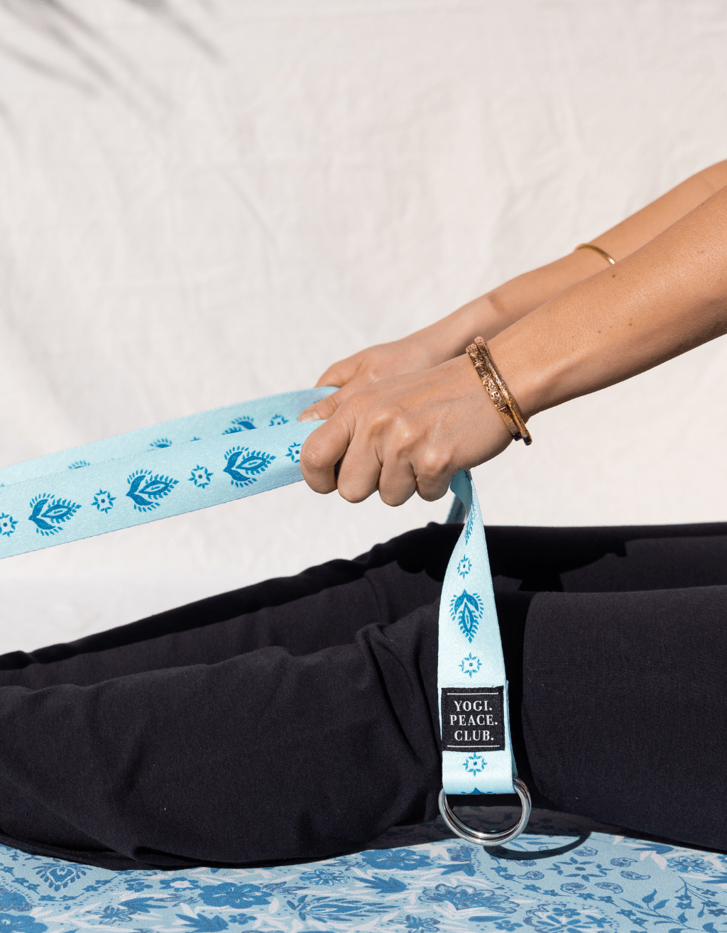 D - Ring Yoga Strap - Salty Aqua - Yogi Peace Club - Yoga Accessories