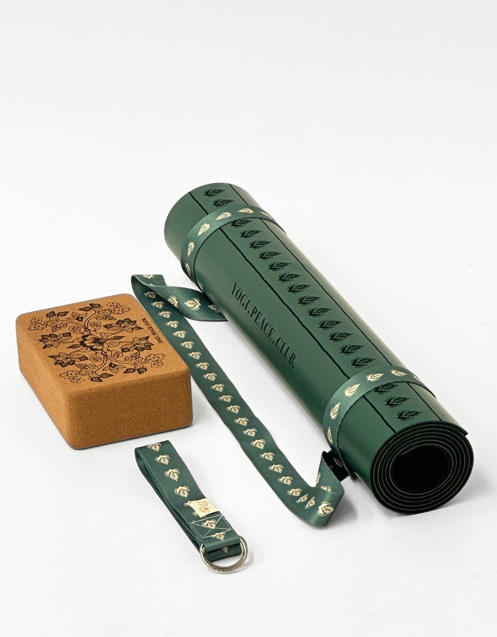 Deluxe Yoga Mat Bundle - Lotus Forest 5 mm
