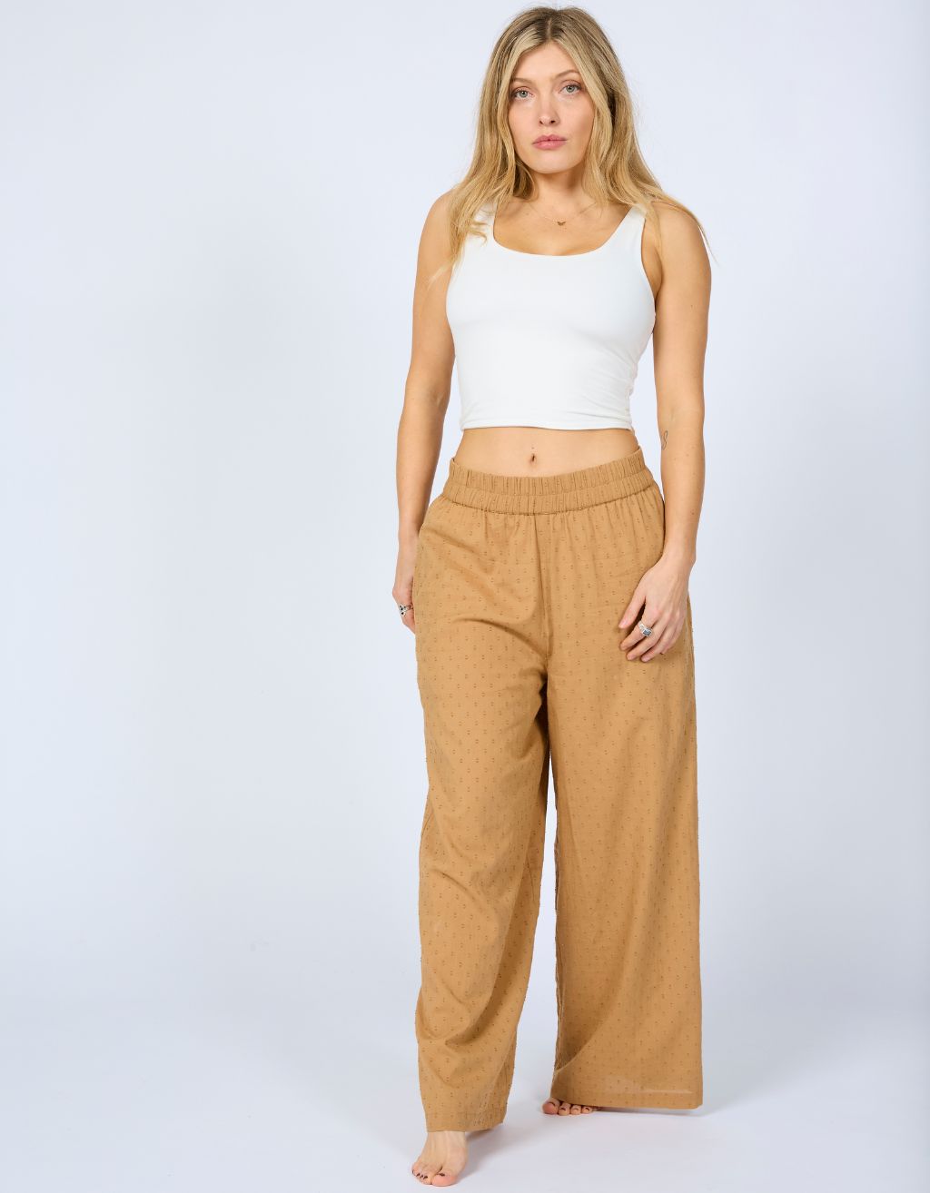 Cotton Yoga Pants - Tan