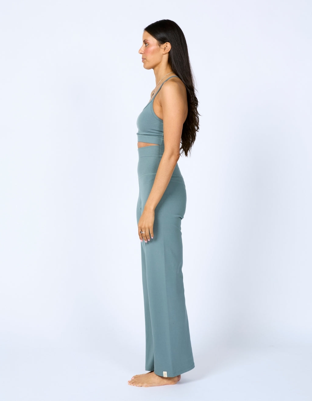 Bamboo Cotton Wide Leg Pant - Fig Green