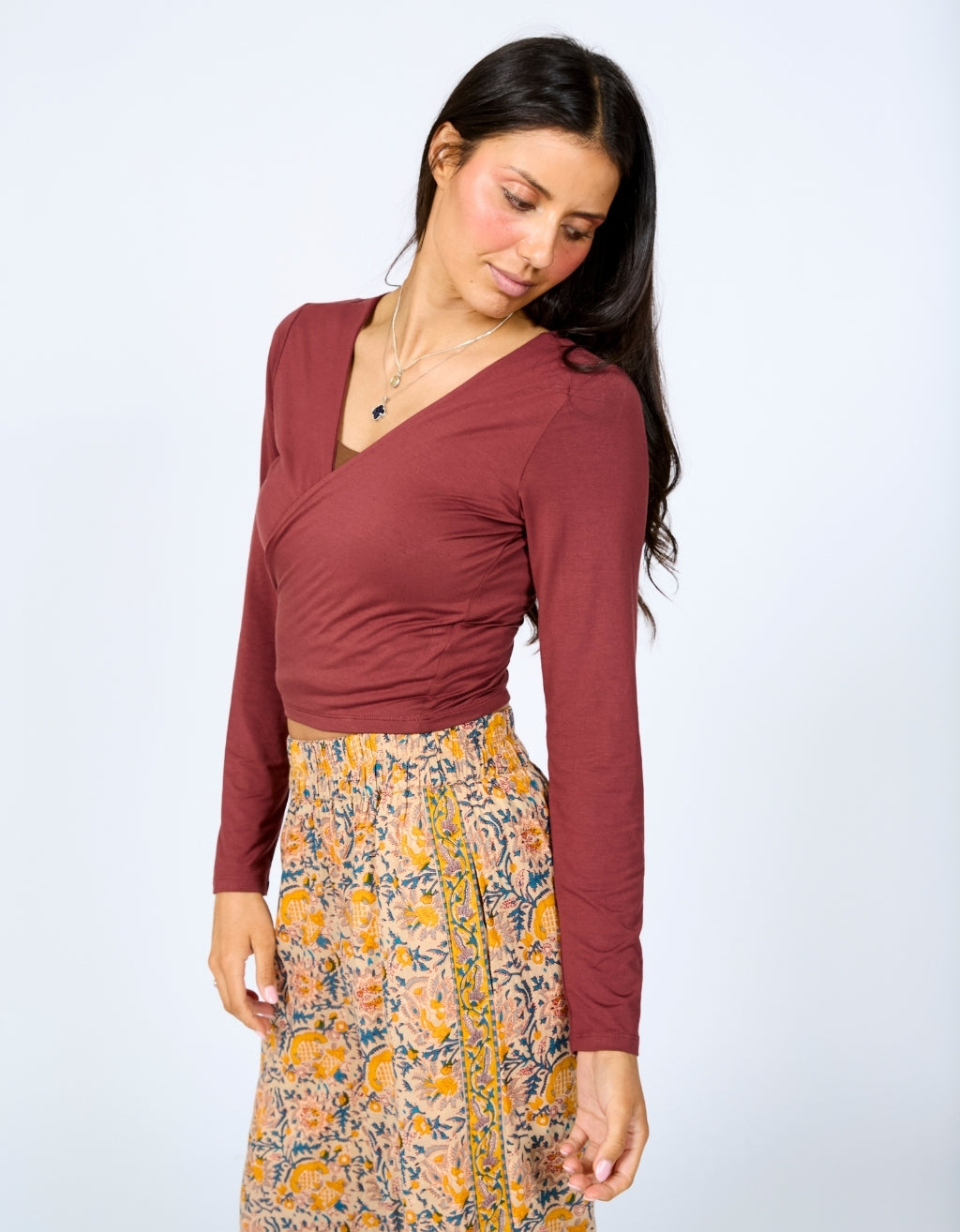 Bamboo Wrap Top - Sangria