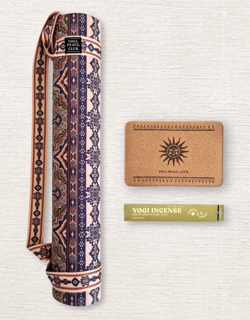 4 mm Yoga Pack - Desert Sand Yoga Mat + Block + Strap + Incense - Yogi Peace Club - Yoga Mat