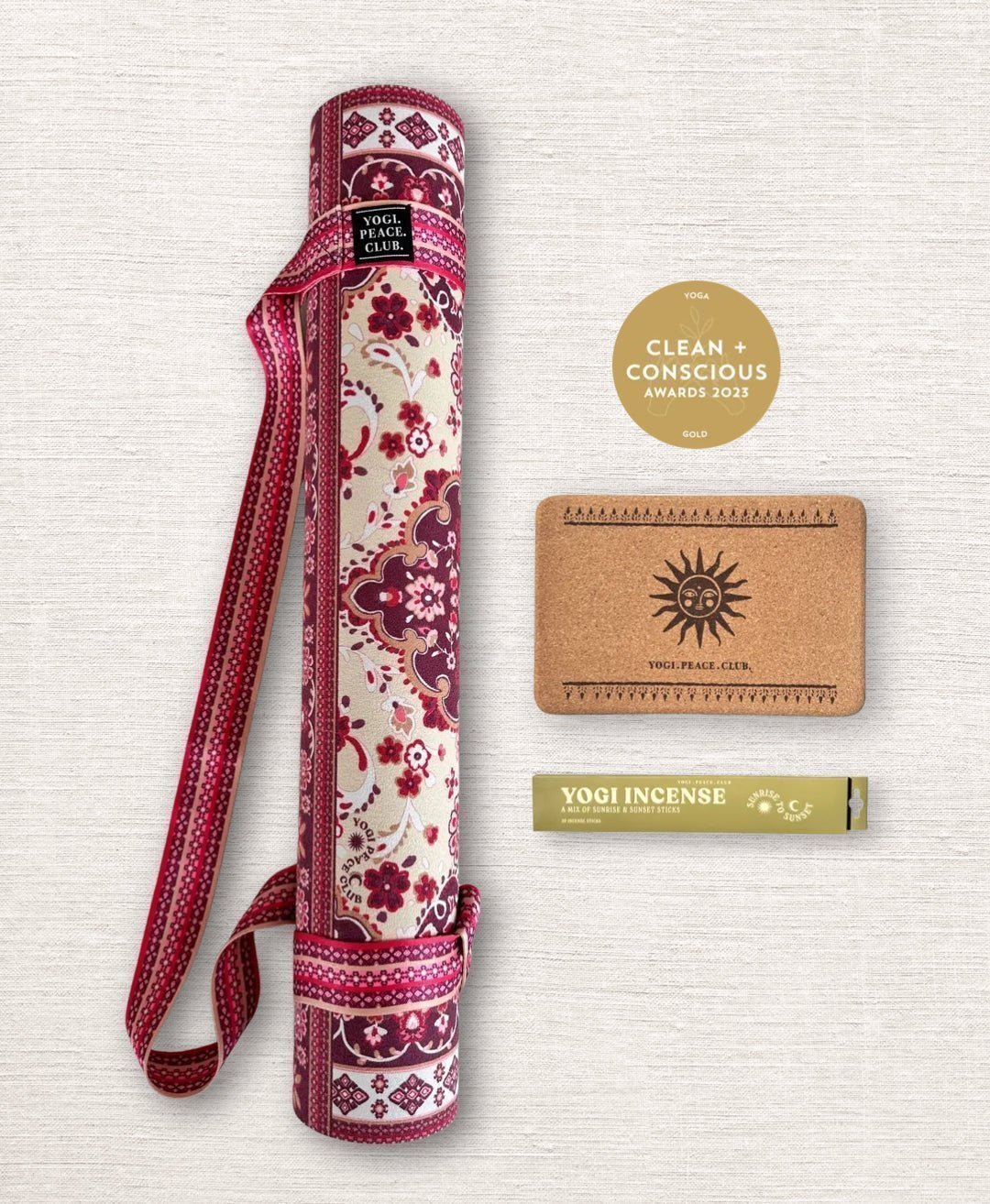 4 mm Yoga Pack - Turkish Delight Yoga Mat + Block + Strap + Incense - Yogi Peace Club - YOGA PACK