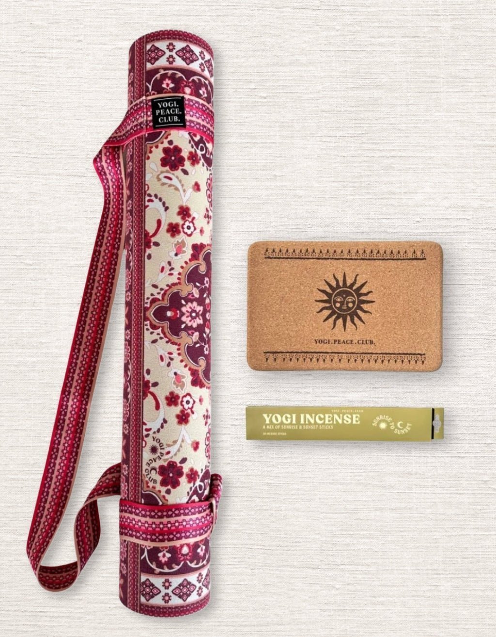 4 mm Yoga Pack - Turkish Delight Yoga Mat + Block + Strap + Incense - Yogi Peace Club - YOGA PACK