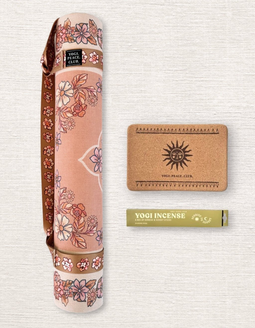 4 mm Yoga Pack - Wildwood Yoga Mat + Block + Strap + Incense - Yogi Peace Club - YOGA PACK