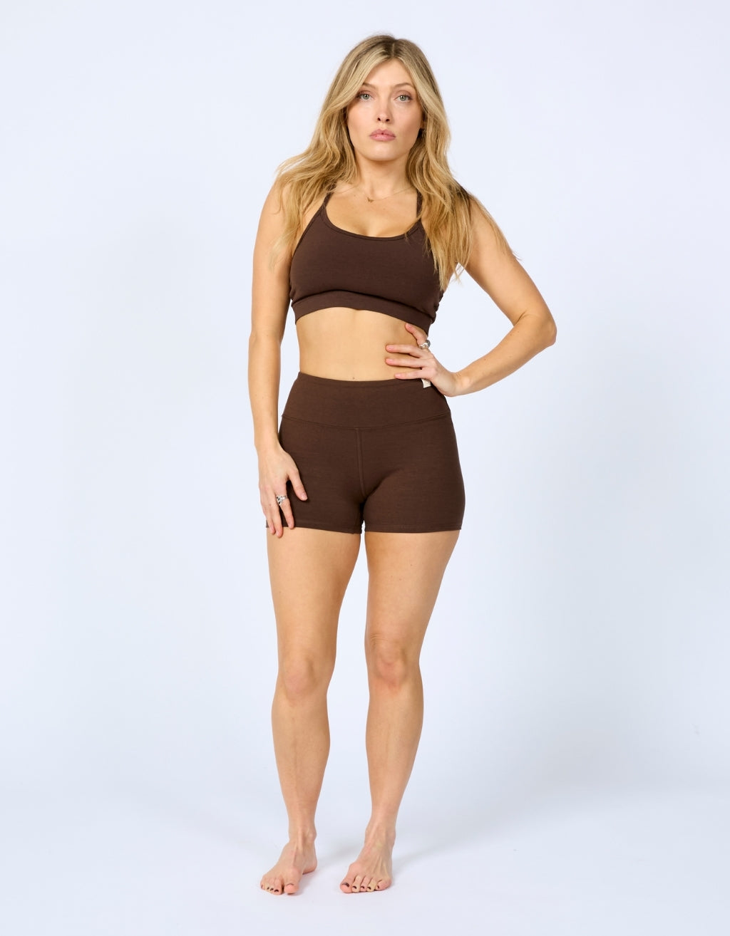 Bamboo Cotton Yoga Shorts - Cocoa