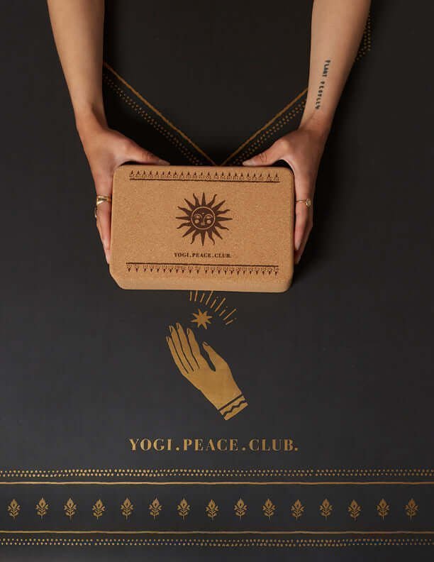 5 mm Yoga Pack - Gold Deluxe Yoga Mat + Block + Strap + Incense - Yogi Peace Club - YOGA PACK