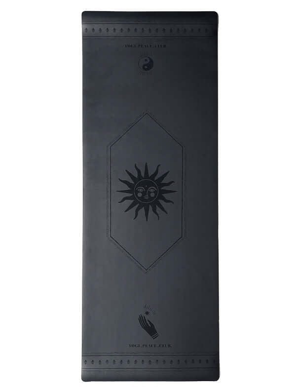 5mm Yoga Pack - Black Etched Deluxe Yoga Mat + Block + Strap + Incense - Yogi Peace Club - YOGA PACK