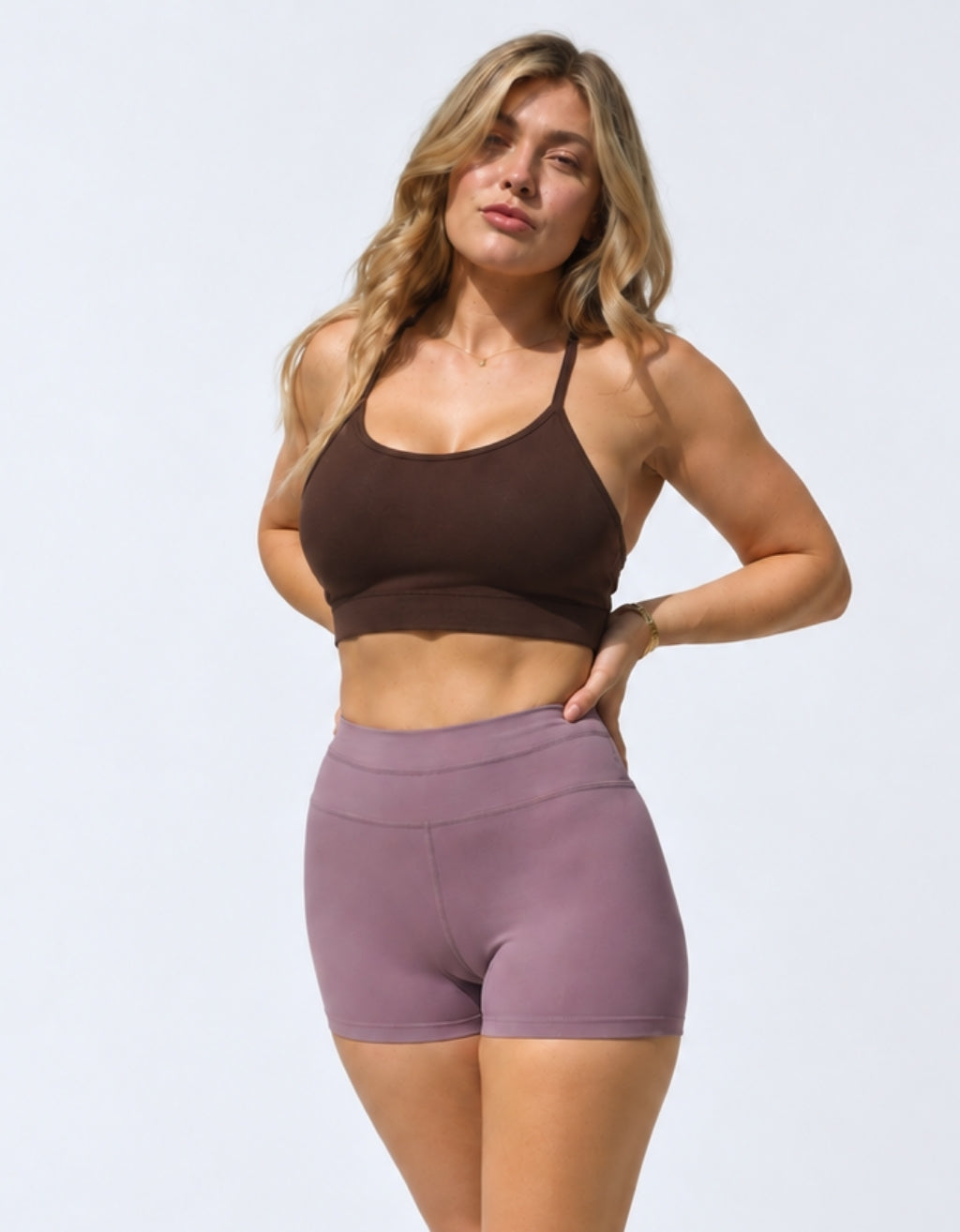Bamboo Cotton Yoga Shorts - Mauve Dusk