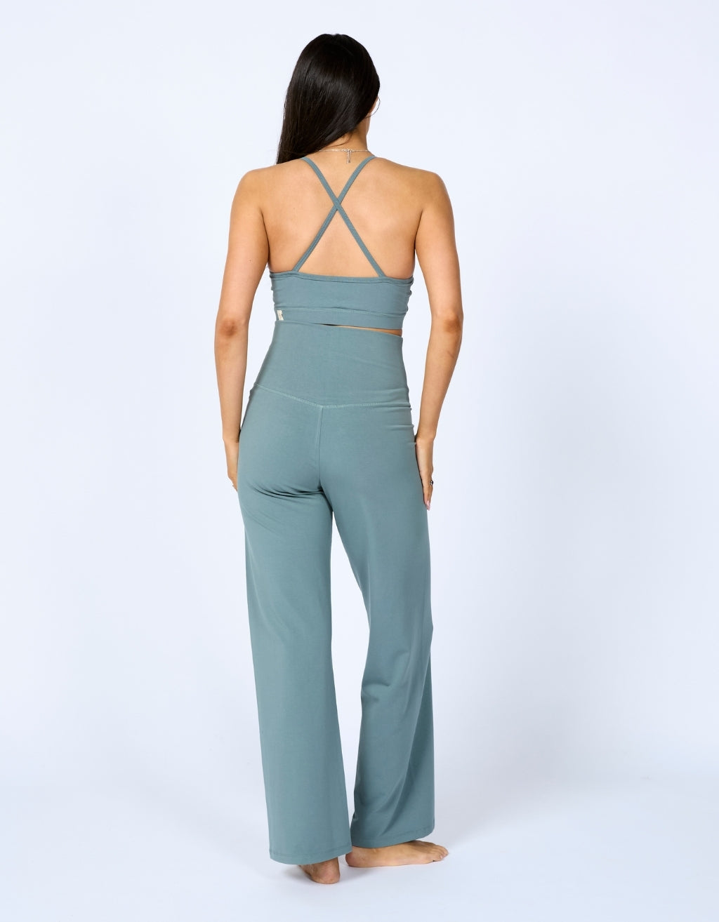 Bamboo Cotton Wide Leg Pant - Fig Green