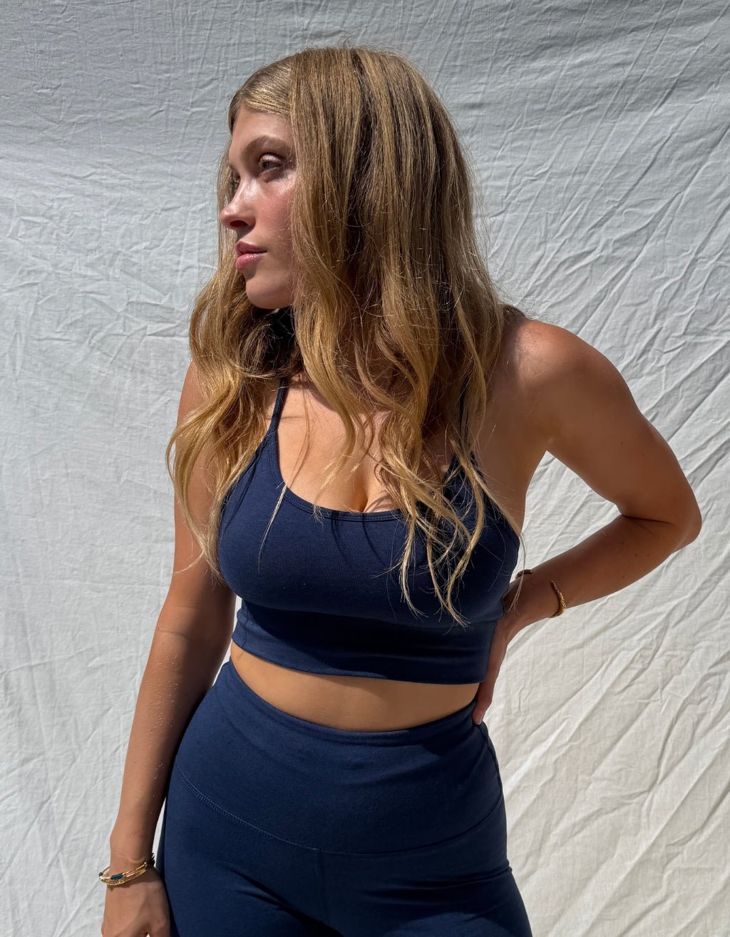 Bamboo Cotton Yoga Bra - Indigo - Yogi Peace Club - YOGA BRA