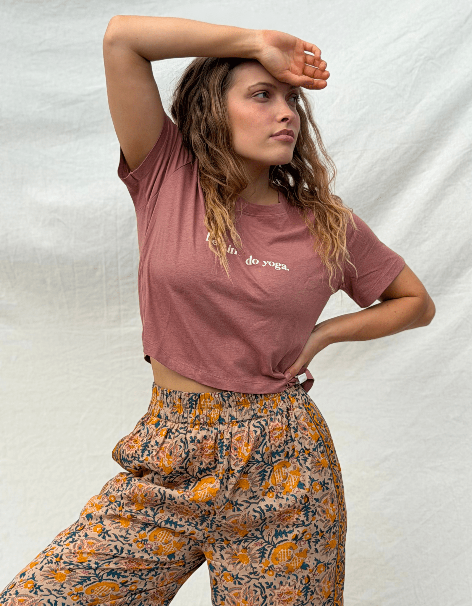 Be Kind Crop Tee - Clay - Yogi Peace Club - YOGA CLOTHING