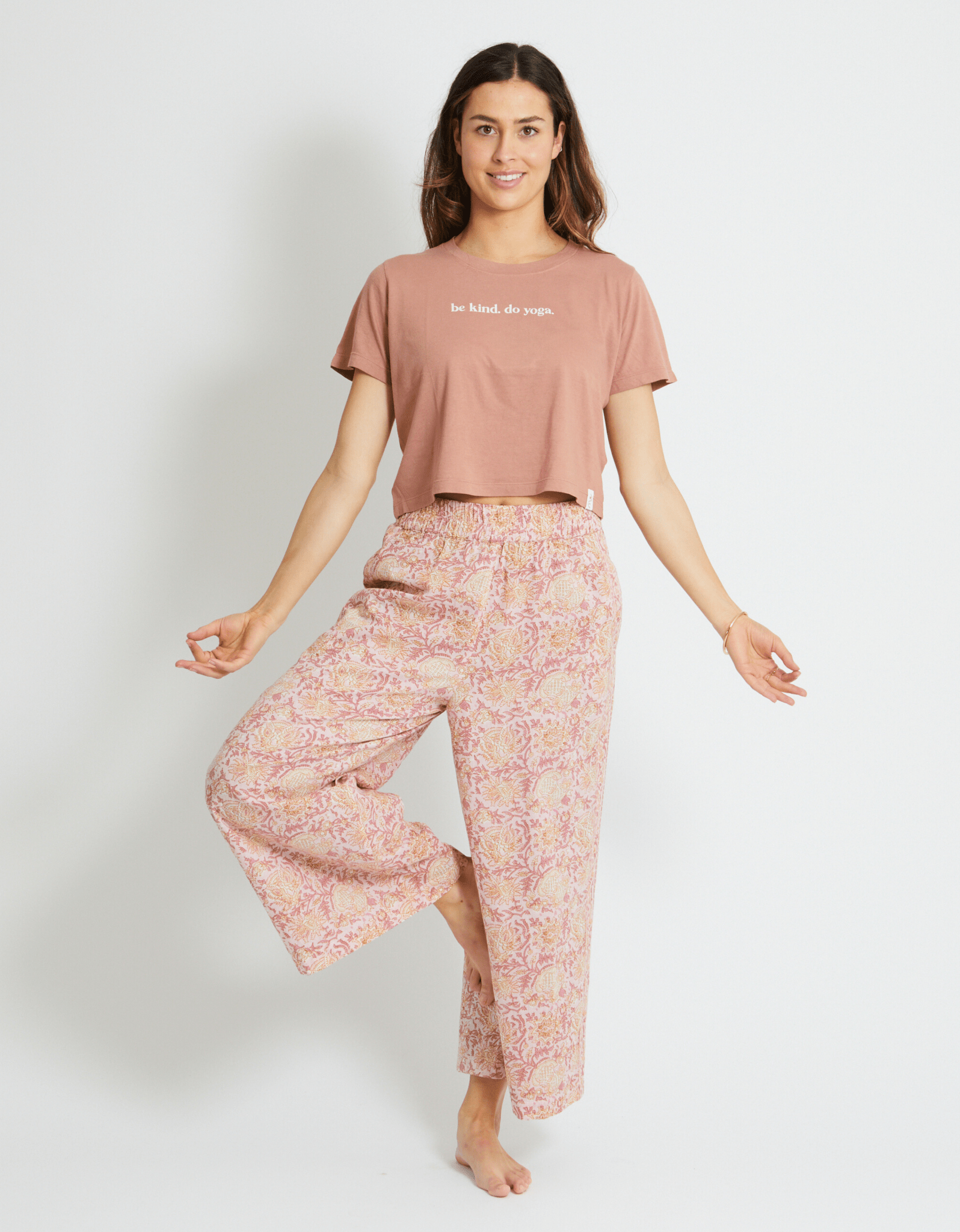 Be Kind Do Yoga Crop Tee - Clay - Yogi Peace Club - Yoga Top