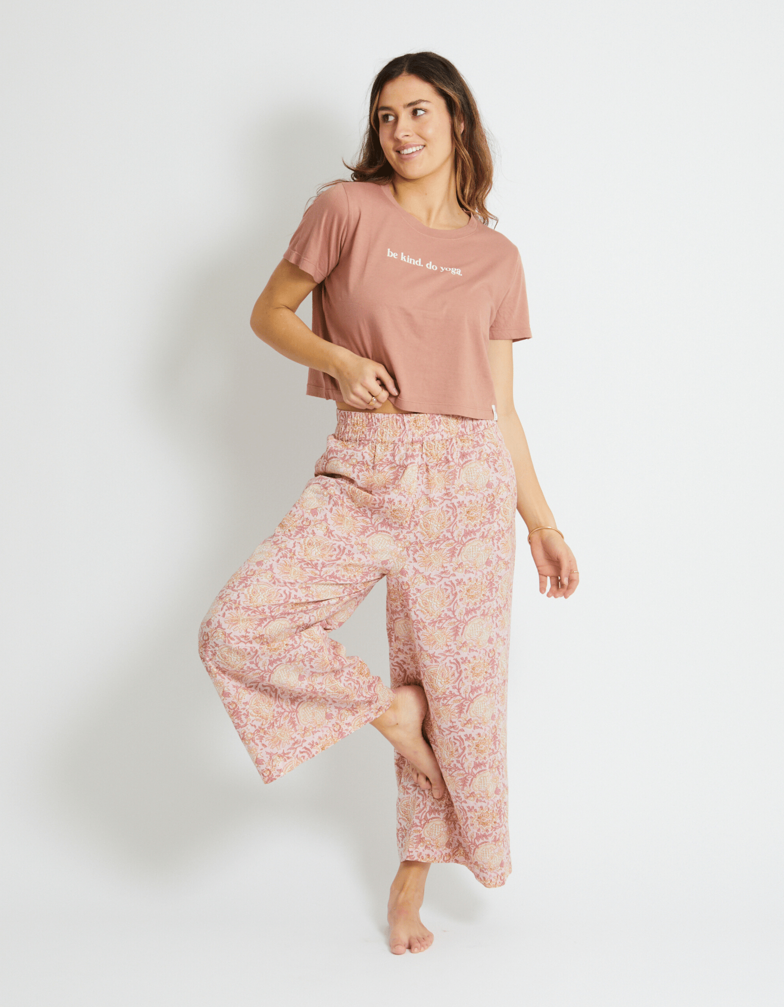 Be Kind Do Yoga Crop Tee - Clay - Yogi Peace Club - Yoga Top