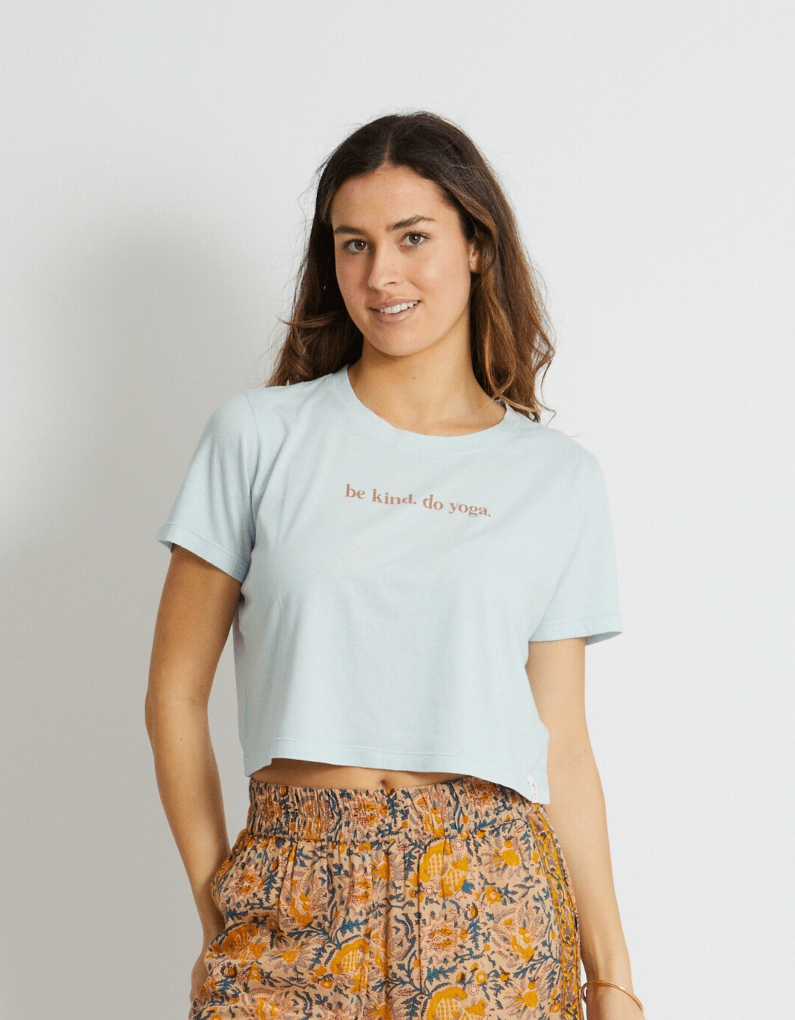 Be Kind Do Yoga Crop Tee - Cloud - Yogi Peace Club - Yoga Top
