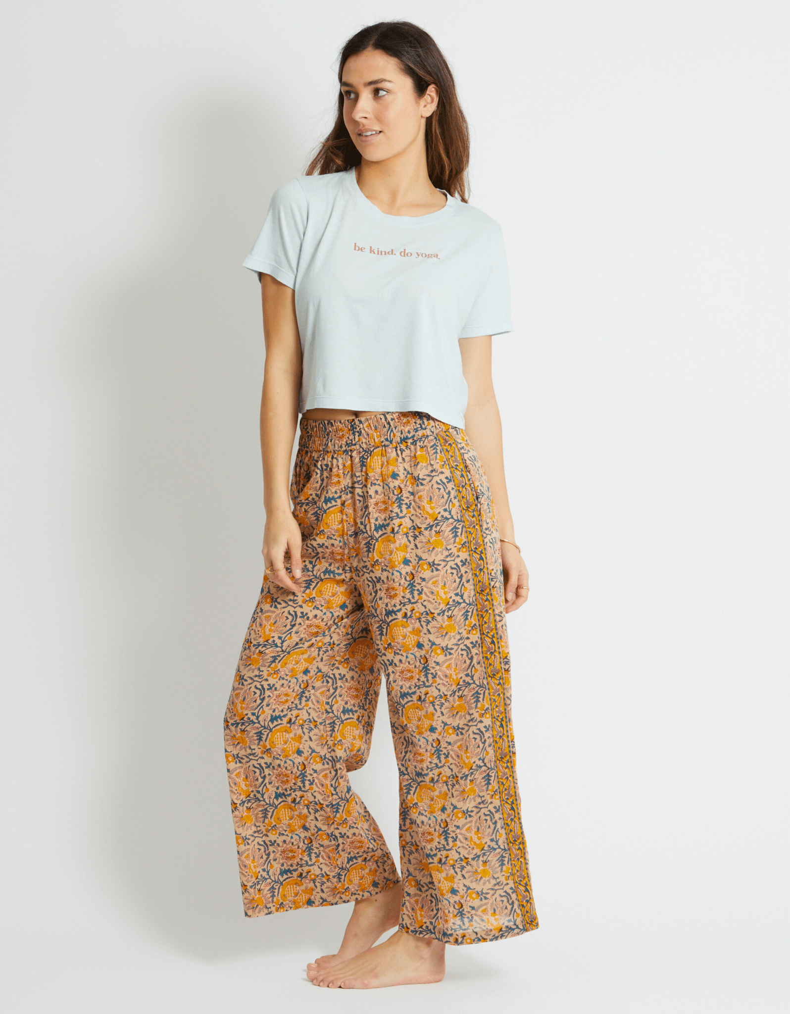 Be Kind Do Yoga Crop Tee - Cloud - Yogi Peace Club - Yoga Top