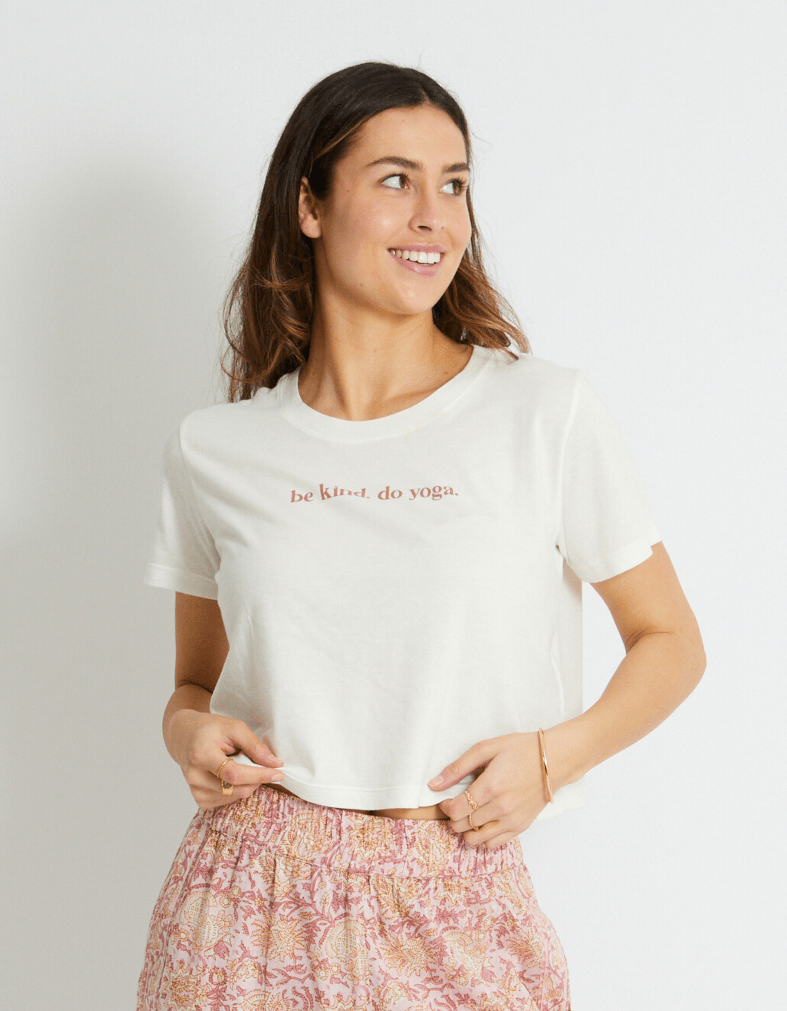 Be Kind Do Yoga Crop Tee - Cream - Yogi Peace Club - Yoga Top