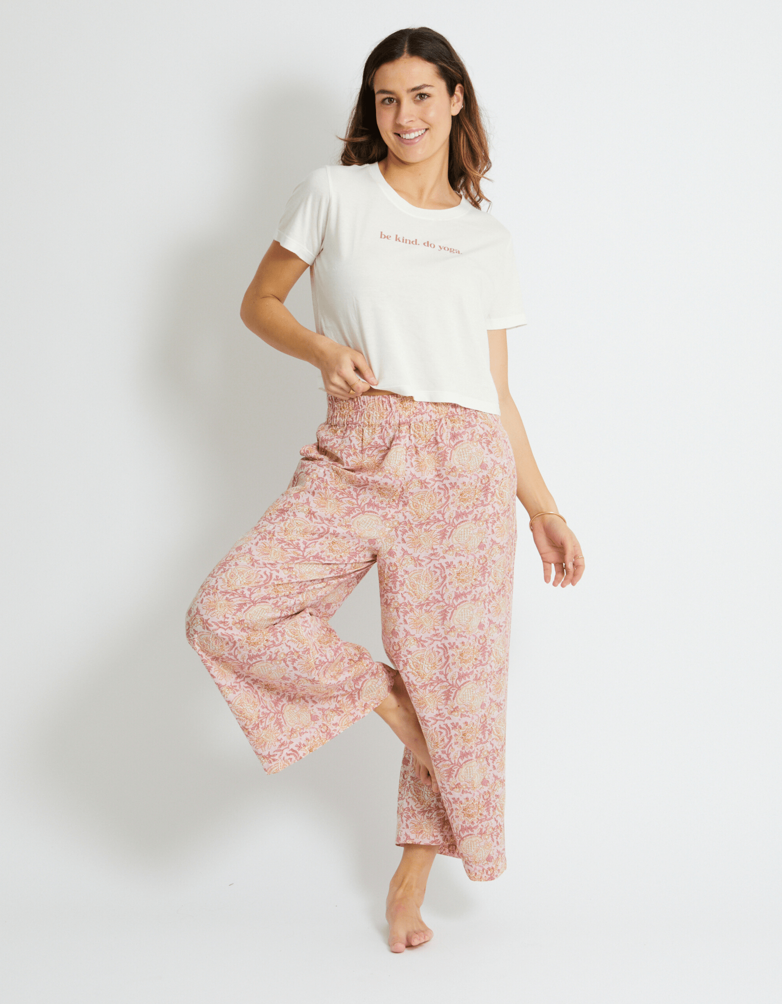 Be Kind Do Yoga Crop Tee - Cream - Yogi Peace Club - Yoga Top