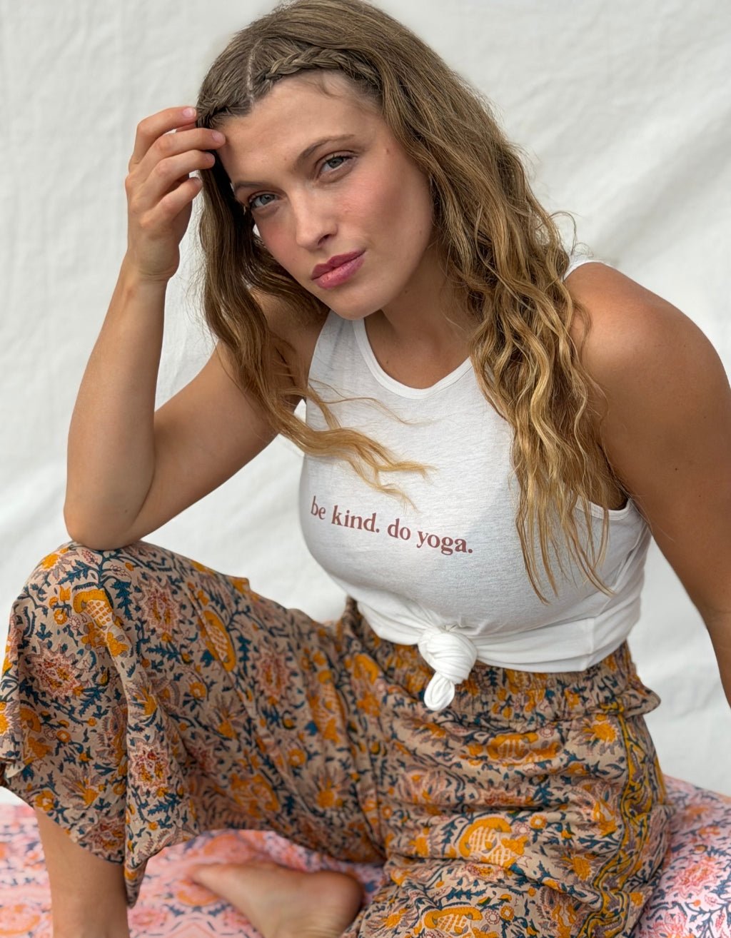 Be Kind Do Yoga Singlet - Cream - Yogi Peace Club - Yoga Top