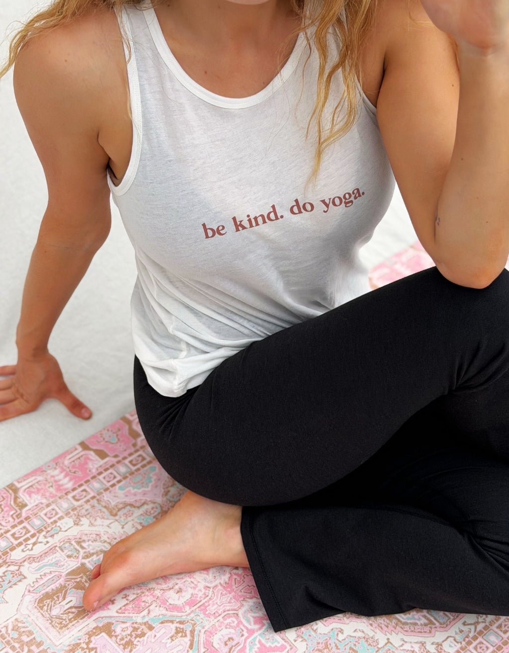 Be Kind Do Yoga Singlet - Cream - Yogi Peace Club - Yoga Top