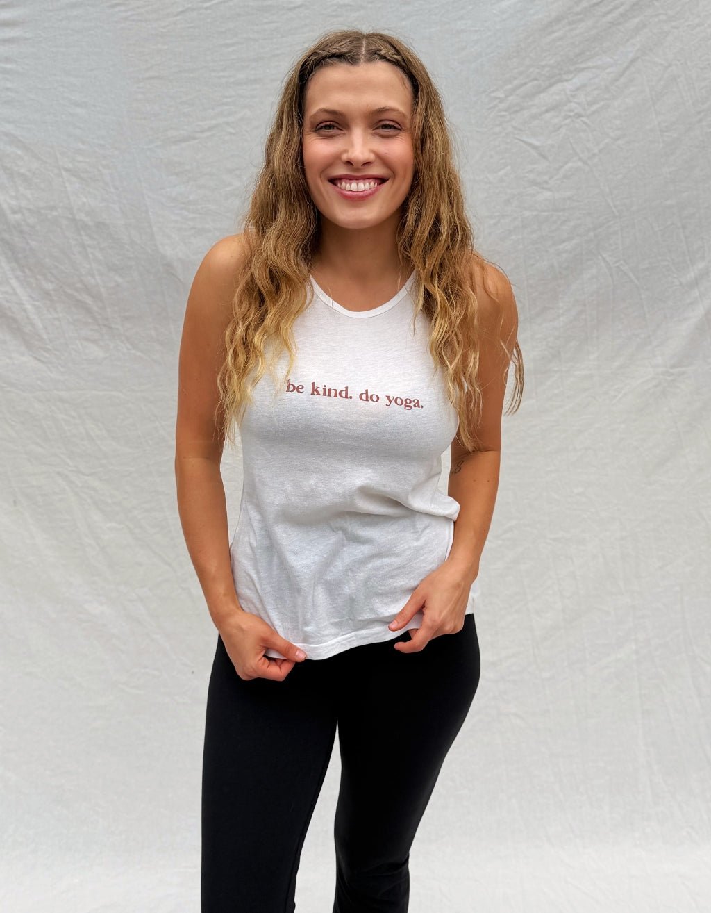 Be Kind Do Yoga Singlet - Cream - Yogi Peace Club - Yoga Top