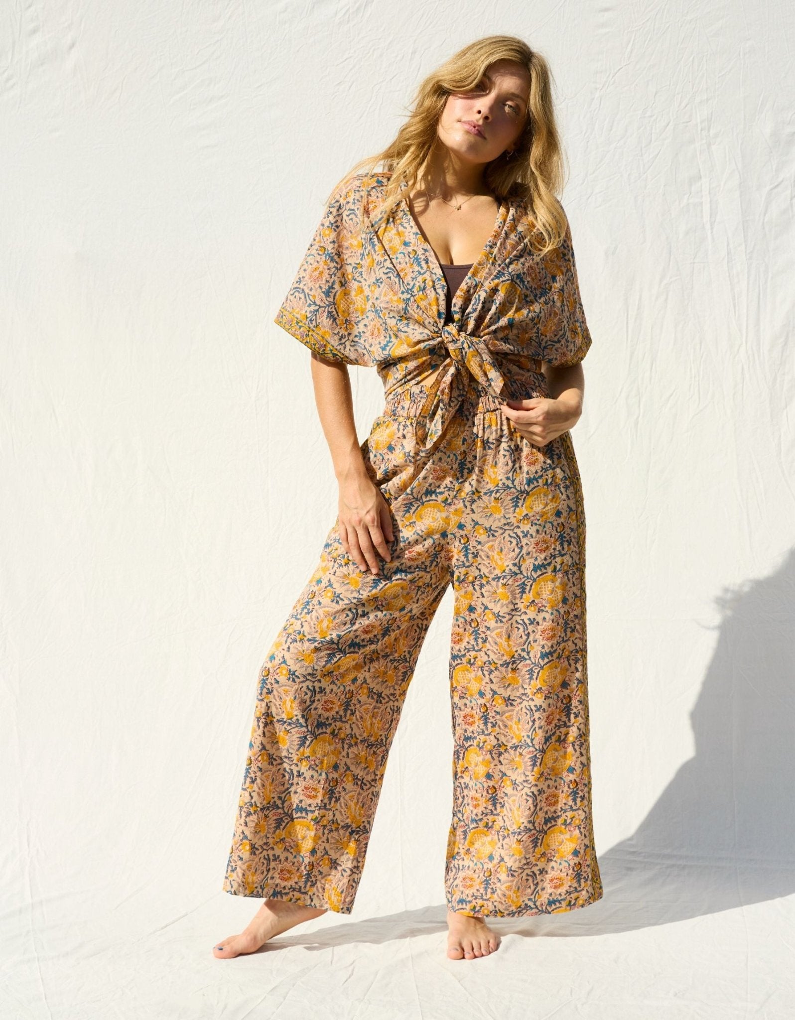 Cotton Yoga Kimono - Saffron - Yogi Peace Club - YOGA CLOTHING