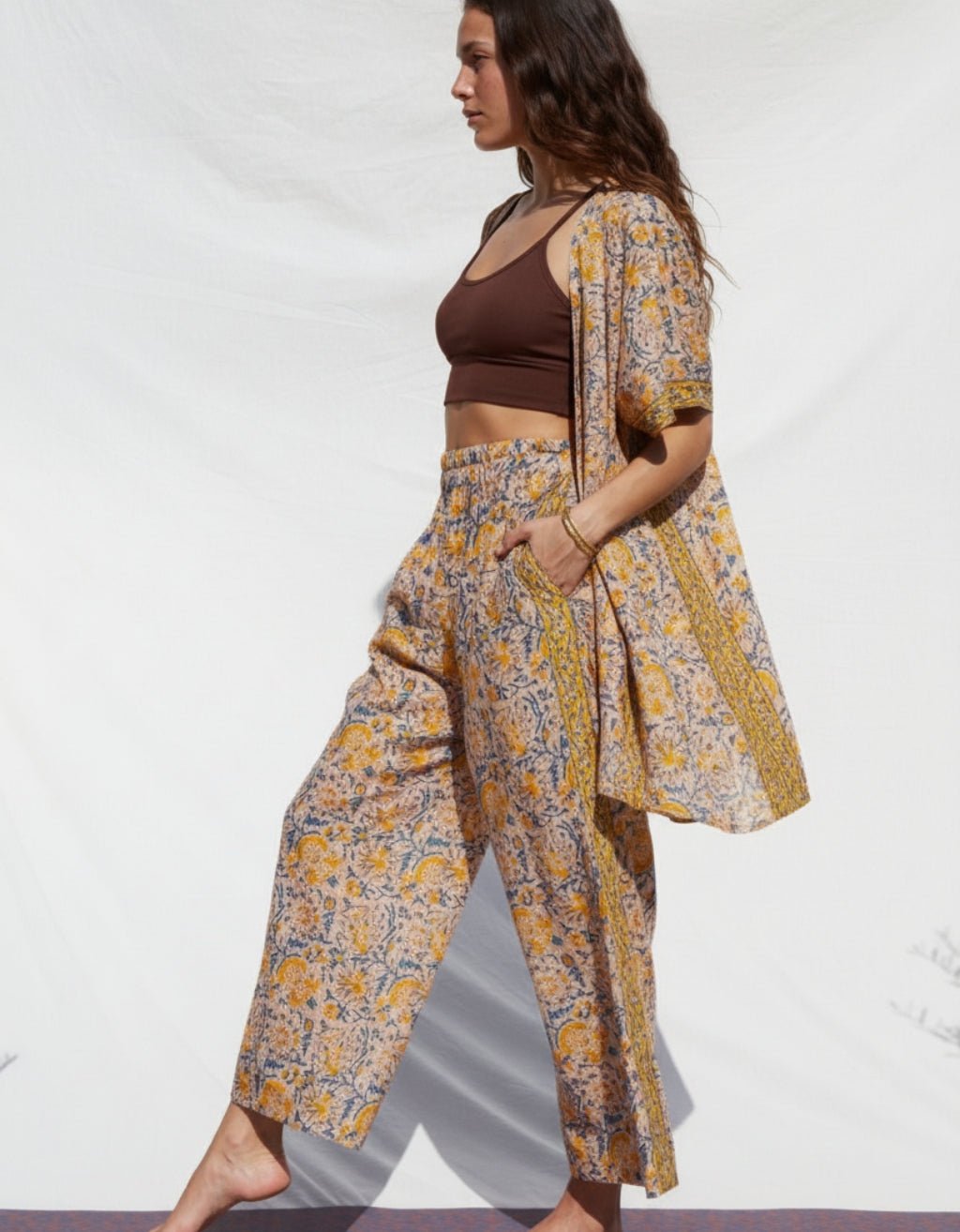 Cotton Yoga Kimono - Saffron - Yogi Peace Club - YOGA CLOTHING