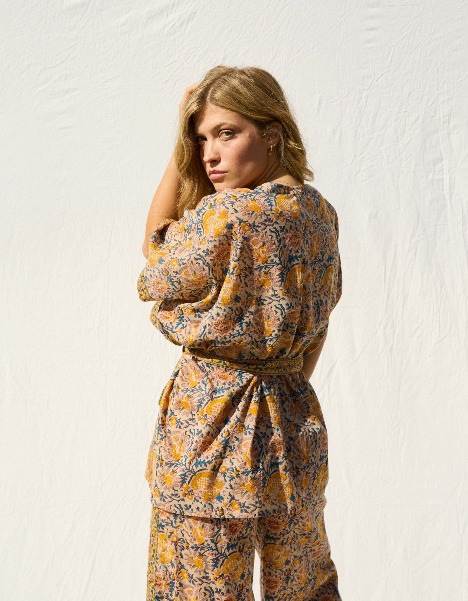 Cotton Yoga Kimono - Saffron - Yogi Peace Club - YOGA CLOTHING