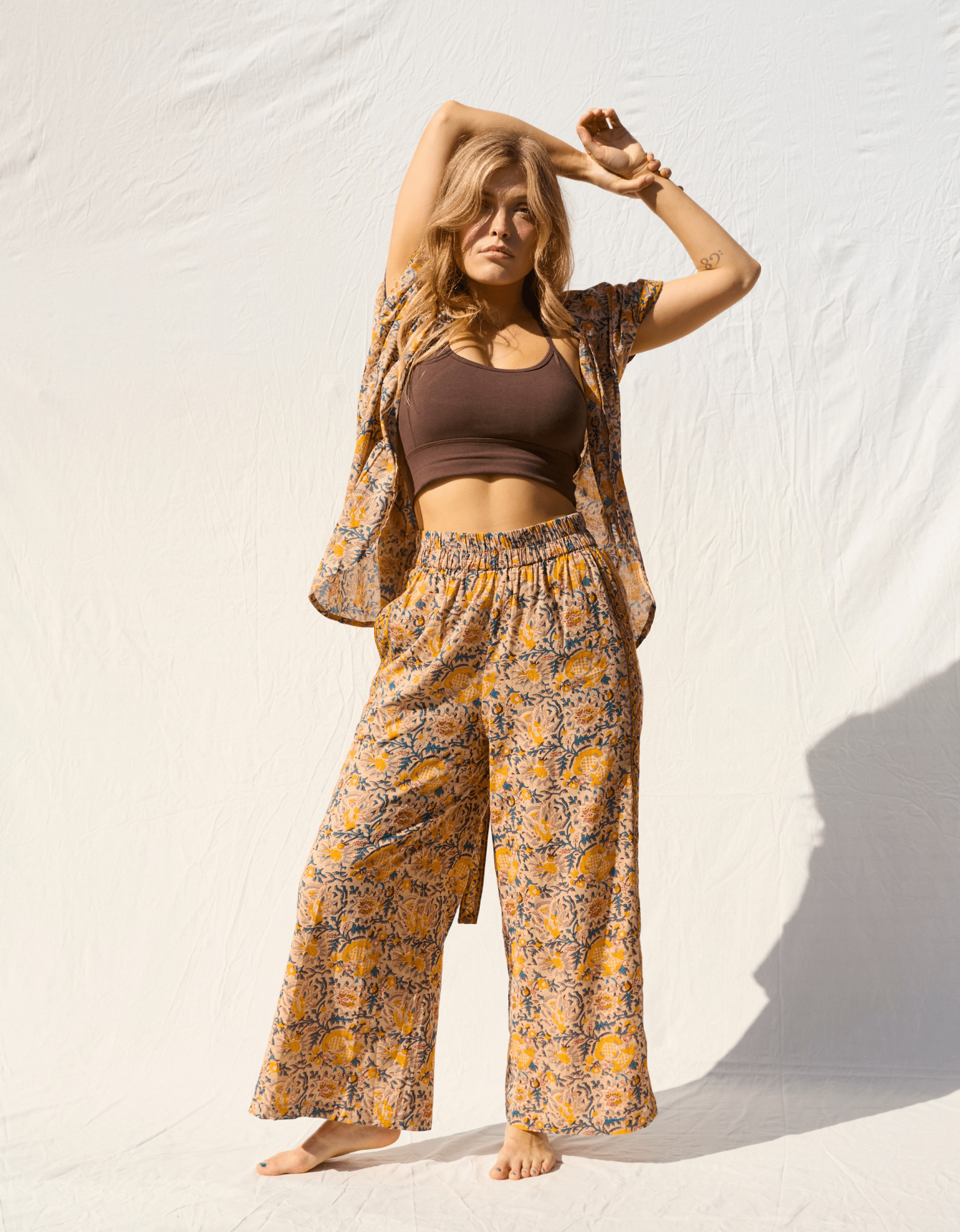 Cotton Yoga Kimono - Saffron - Yogi Peace Club - YOGA CLOTHING