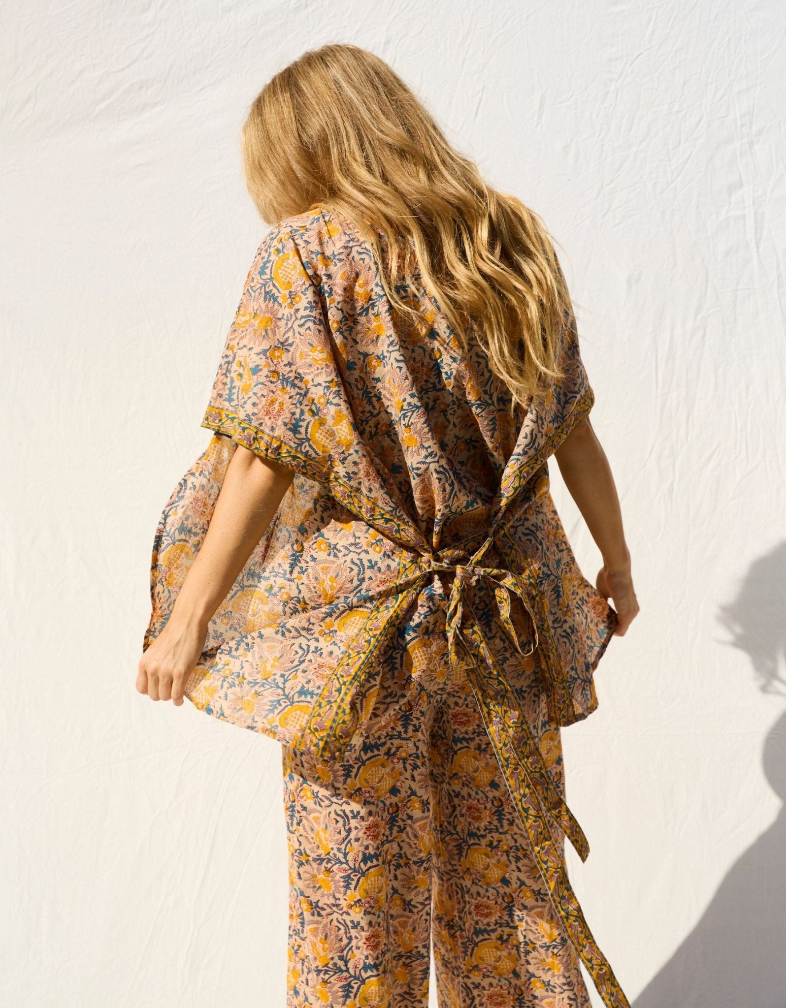 Cotton Yoga Kimono - Saffron - Yogi Peace Club - YOGA CLOTHING