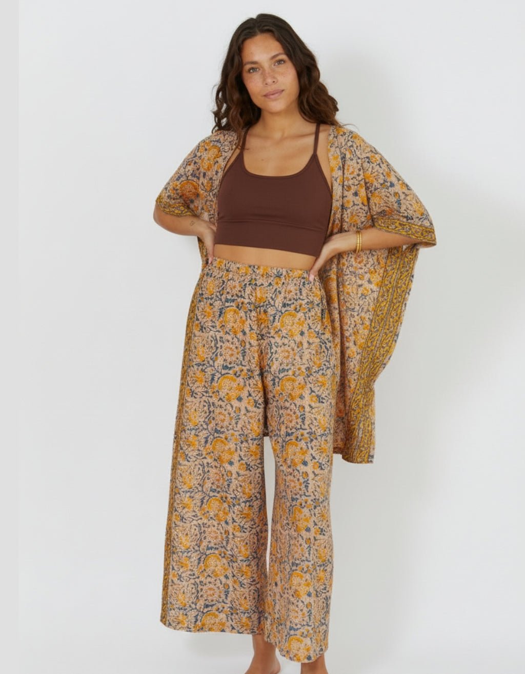 COTTON YOGA KIMONO - SAFFRON - Yogi Peace Club - YOGA KIMONO
