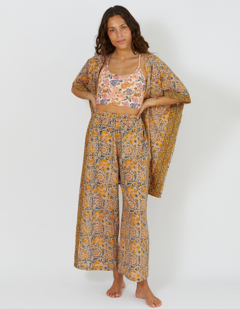 Cotton Yoga Kimono - Saffron - Yogi Peace Club - YOGA WRAP